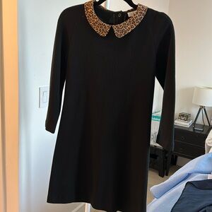 Black Sandro dress with leopard collar